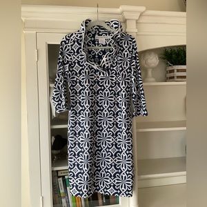 Like New Worn Once Gretchen Scott Ruffle Neck Dress Navy Size L